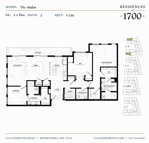 The Adalyn Floor plan at Residences at 1700, Minnesota, 55305